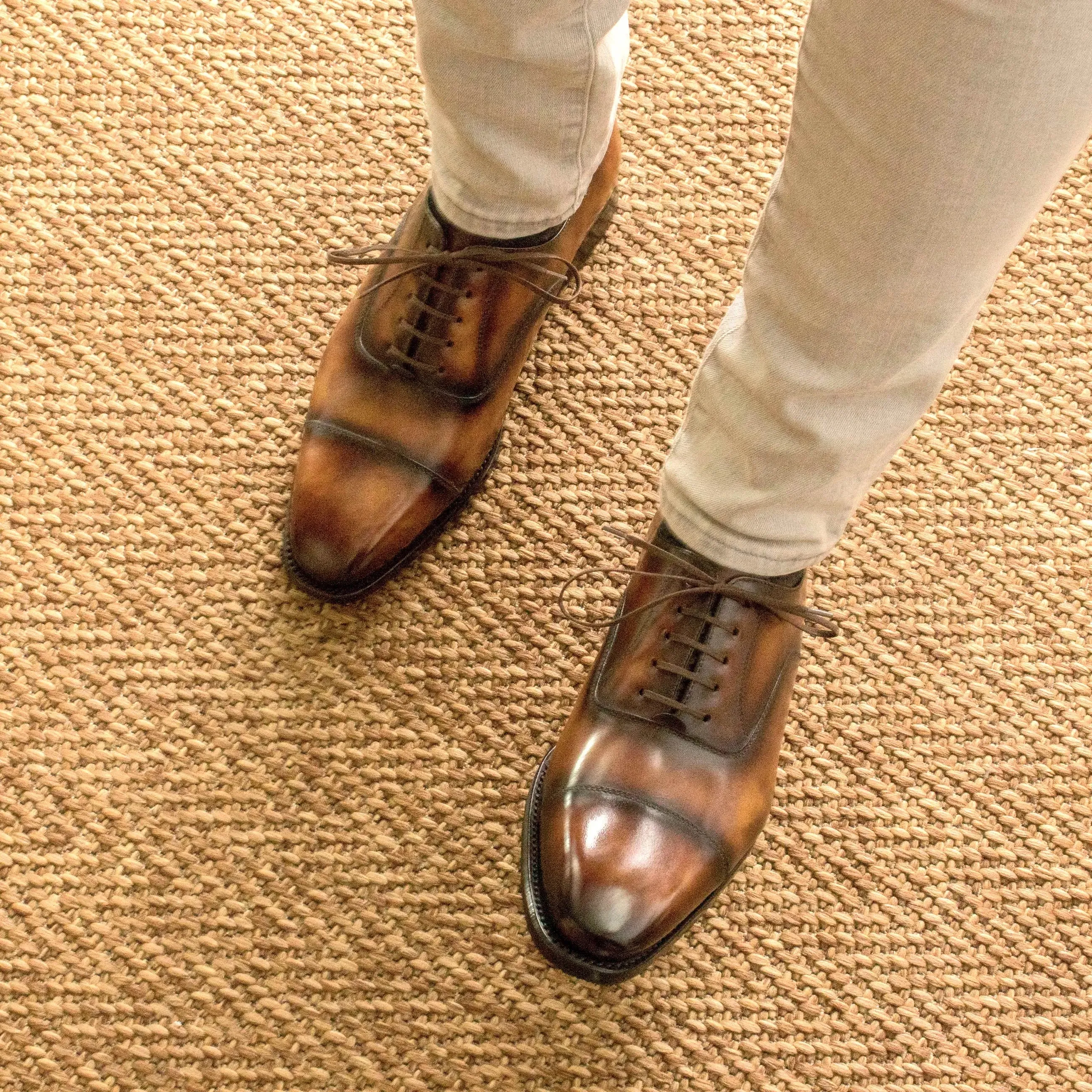 DapperFam Rafael in Fire Men's Hand-Painted Patina Oxford