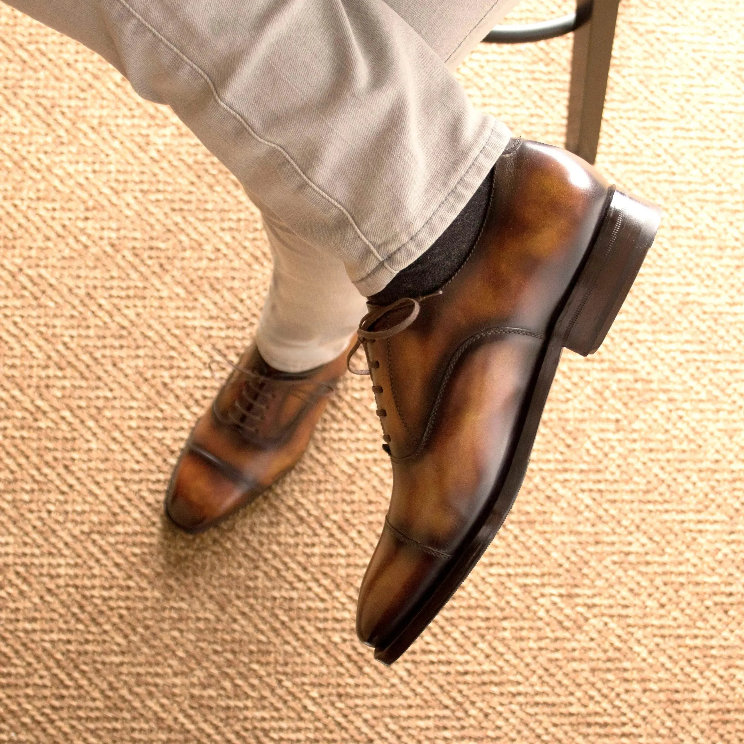 DapperFam Rafael in Fire Men's Hand-Painted Patina Oxford