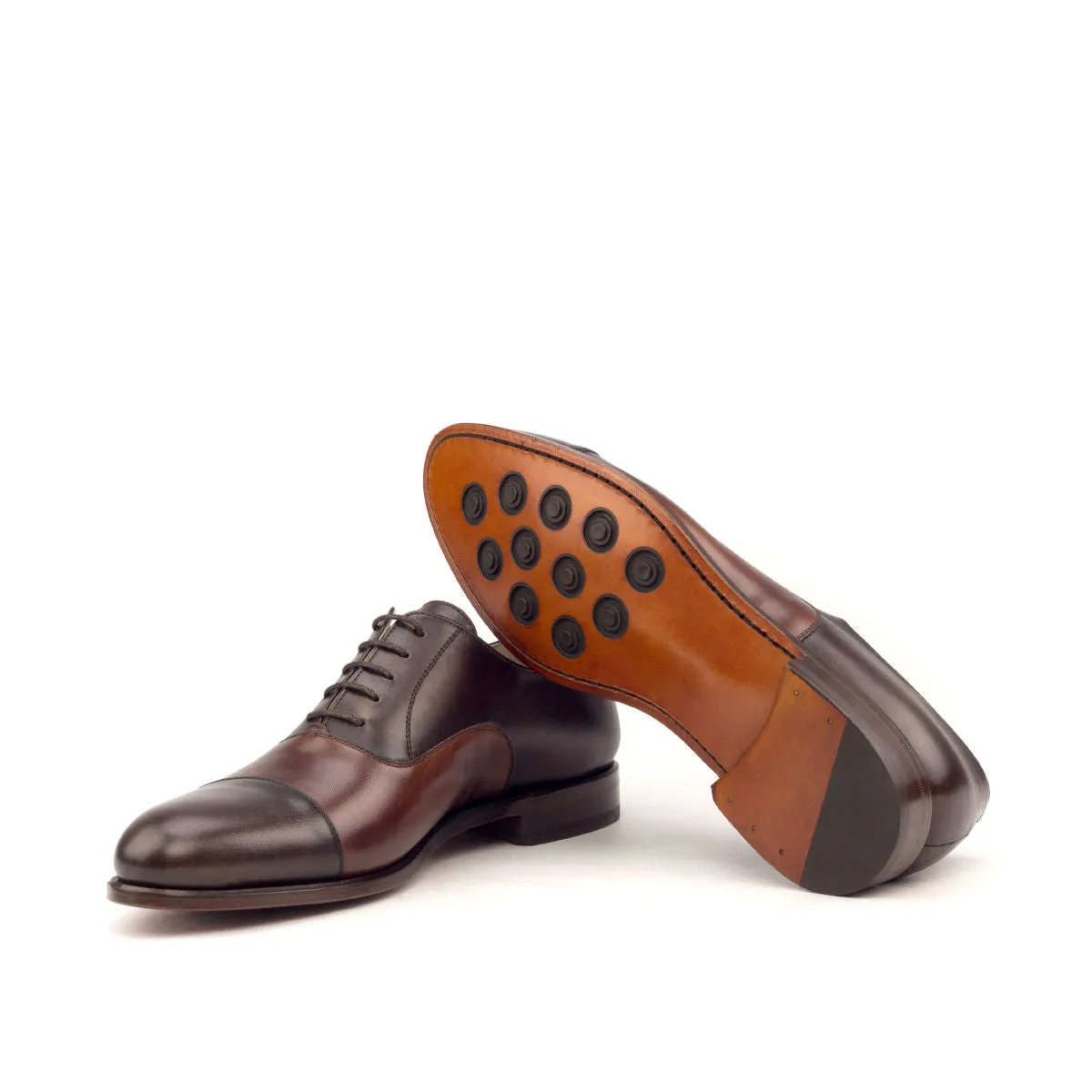 DapperFam Rafael in Med Brown / Dark Brown Men's Italian Leather Oxford