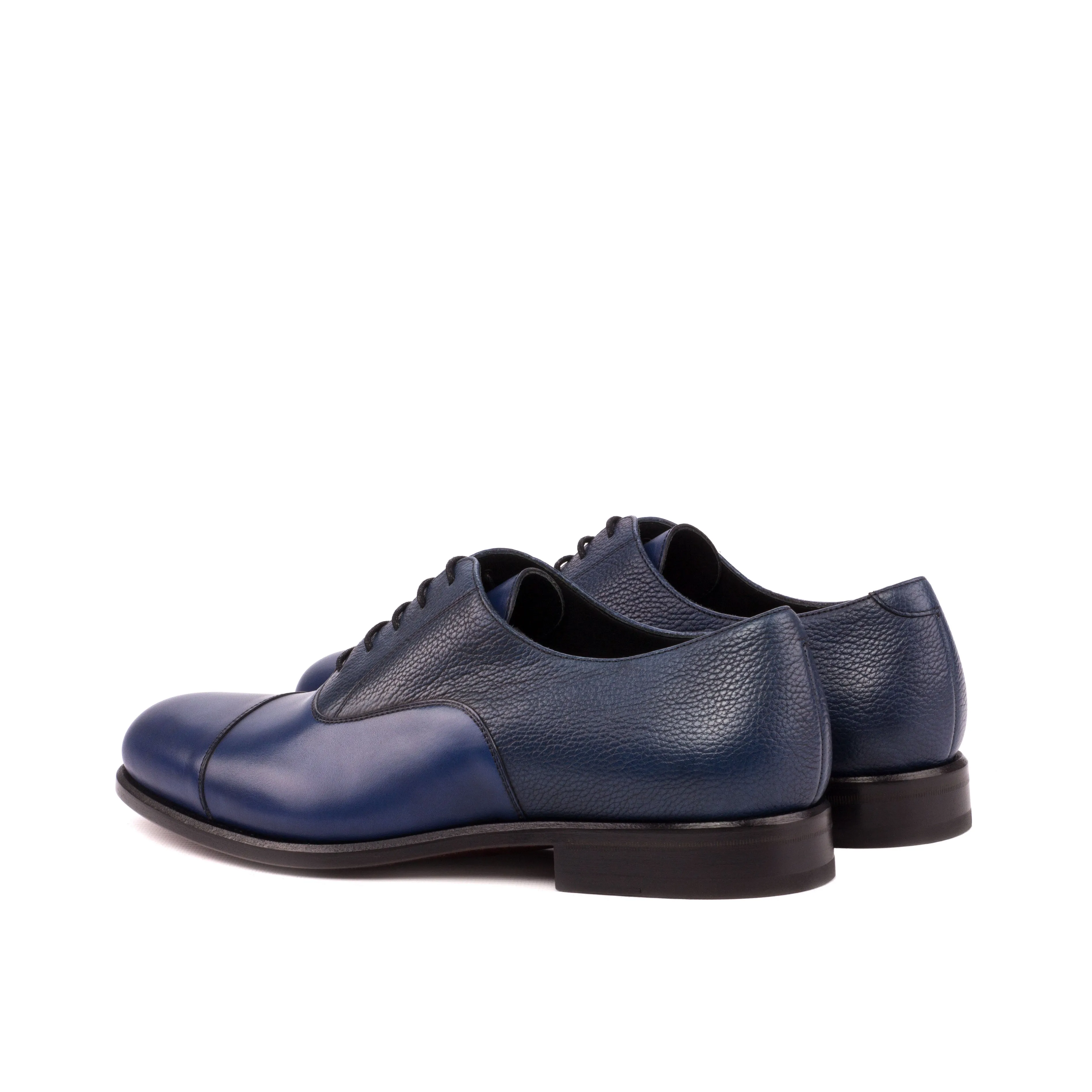 DapperFam Rafael in Navy Men's Italian Leather & Italian Full Grain Leather Oxford