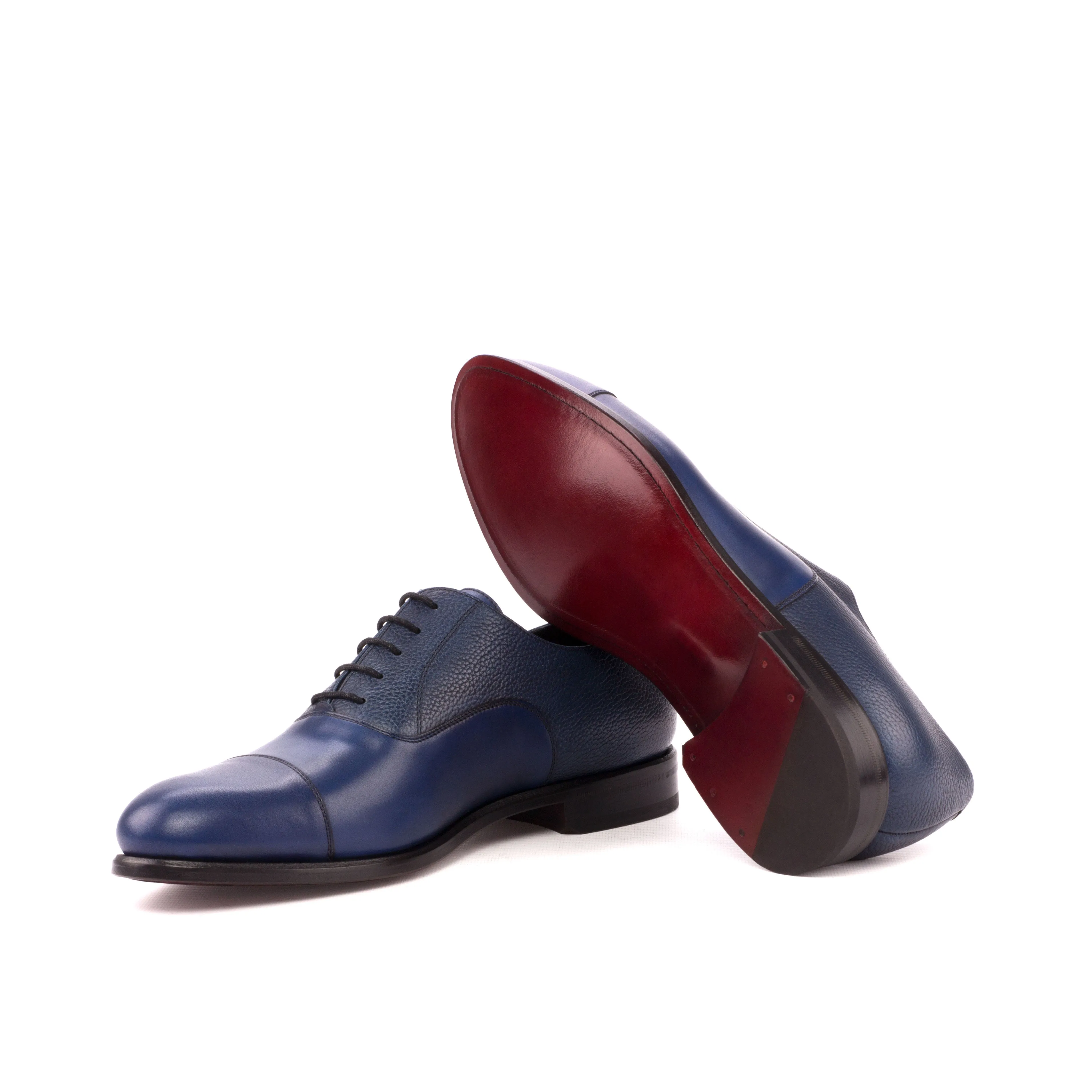 DapperFam Rafael in Navy Men's Italian Leather & Italian Full Grain Leather Oxford