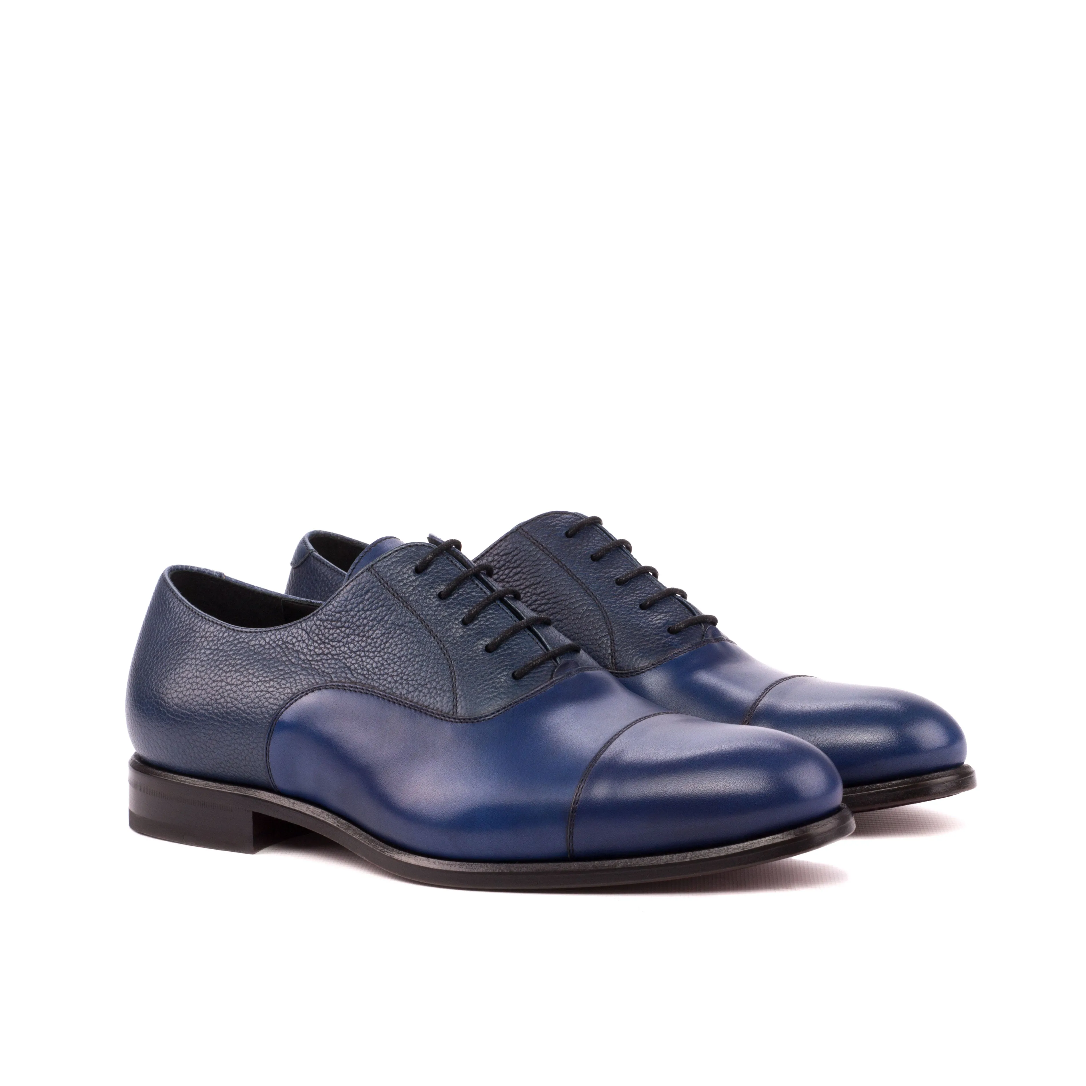 DapperFam Rafael in Navy Men's Italian Leather & Italian Full Grain Leather Oxford
