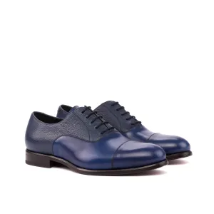 DapperFam Rafael in Navy Men's Italian Leather & Italian Full Grain Leather Oxford