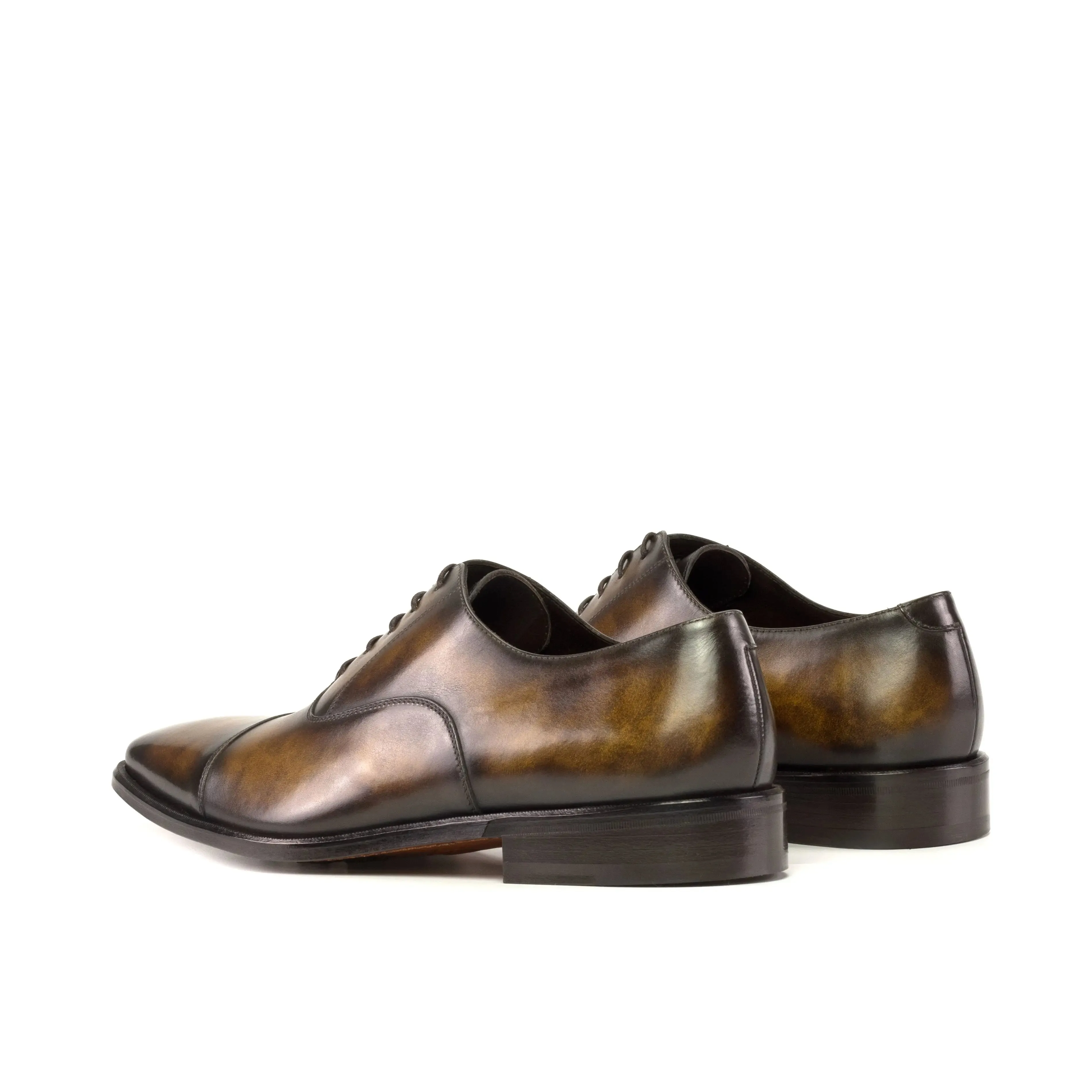 DapperFam Rafael in Tobacco Men's Hand-Painted Patina Oxford
