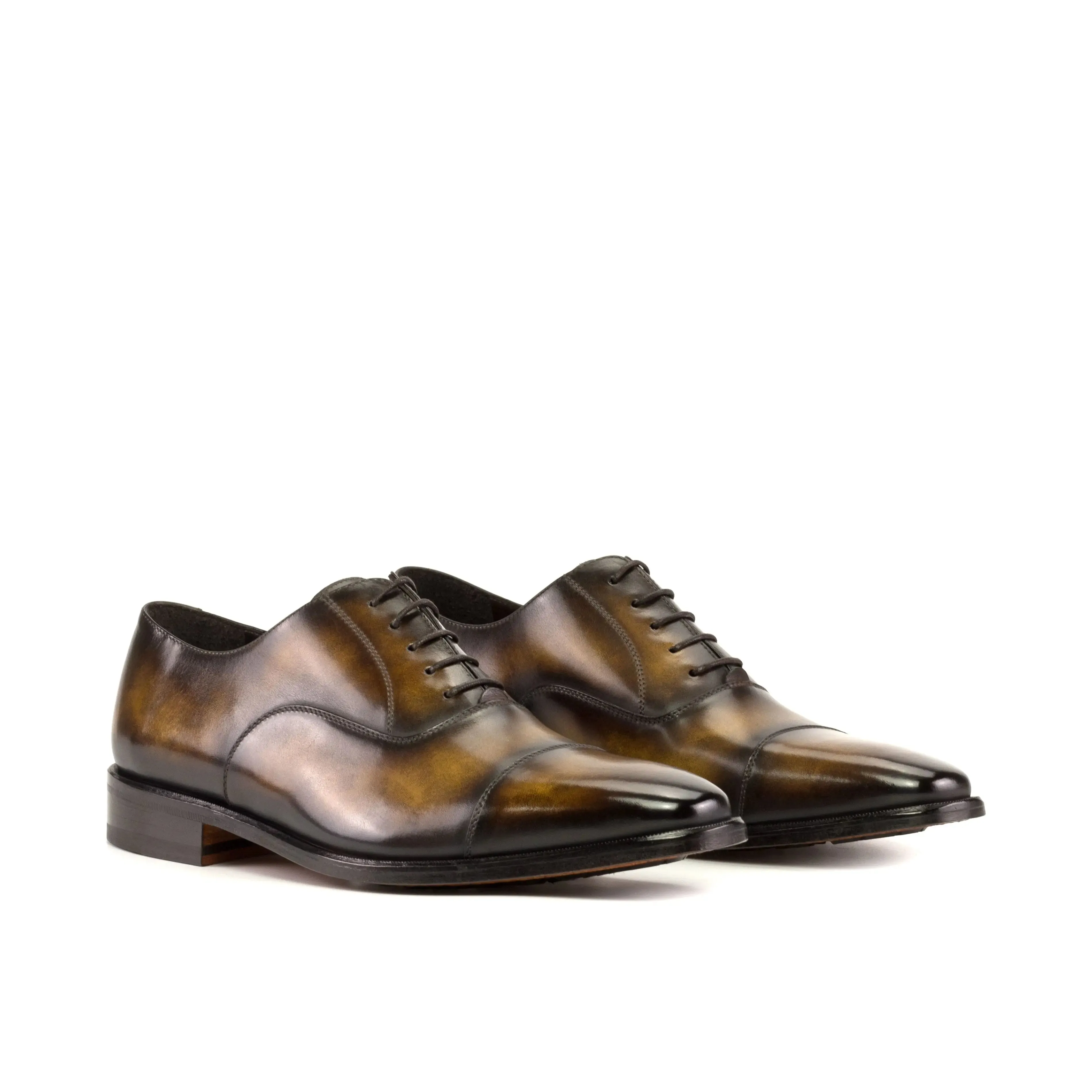 DapperFam Rafael in Tobacco Men's Hand-Painted Patina Oxford