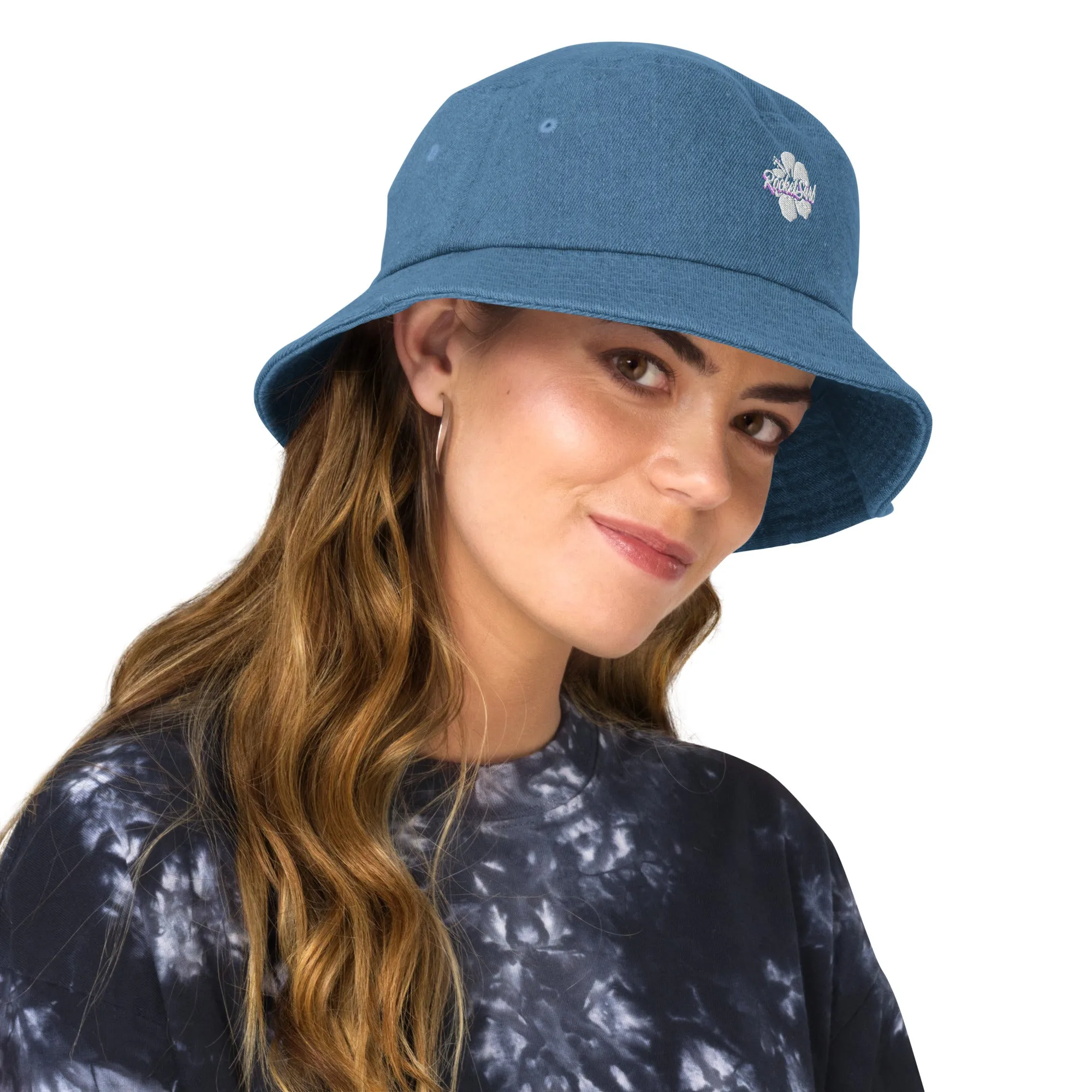 Denim bucket hat - Flower logo