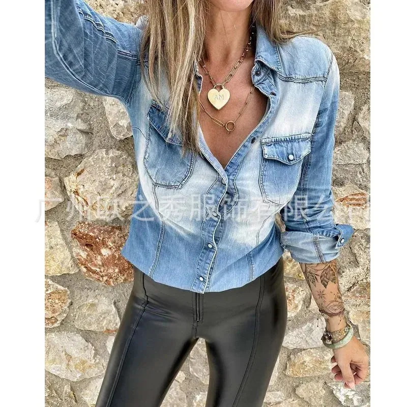 Denim Button-Up Work Shirt