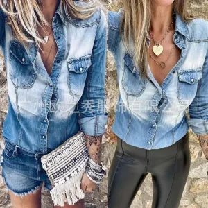 Denim Button-Up Work Shirt