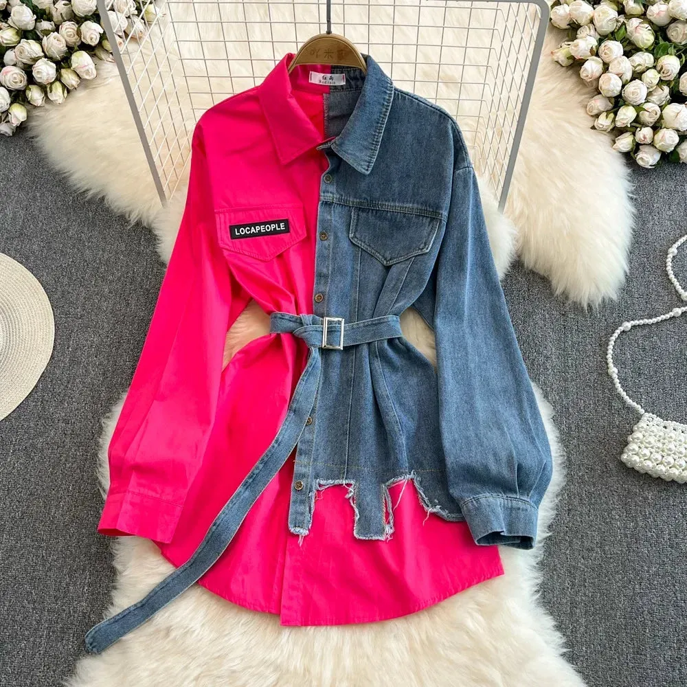 Denim Fusion Midi Blouse