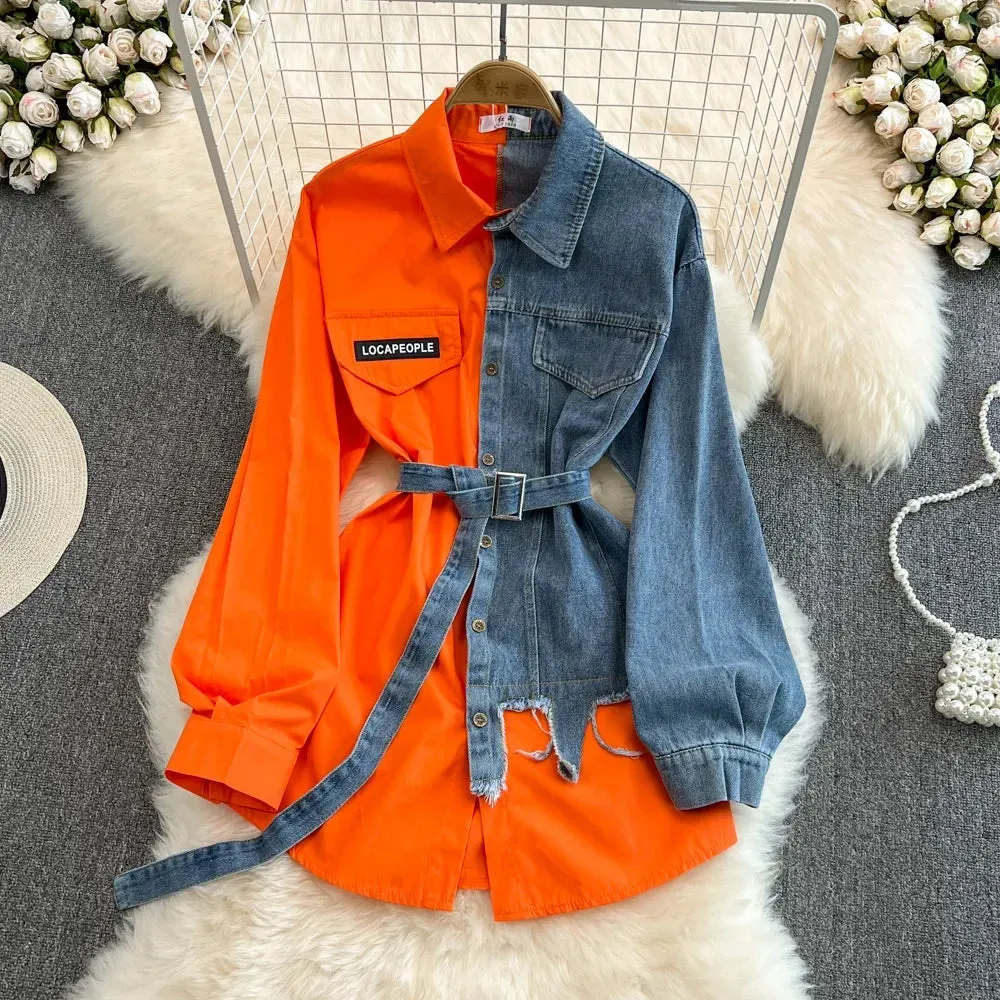 Denim Fusion Midi Blouse