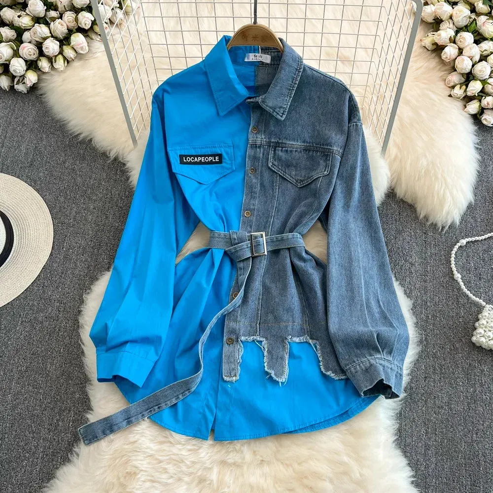 Denim Fusion Midi Blouse