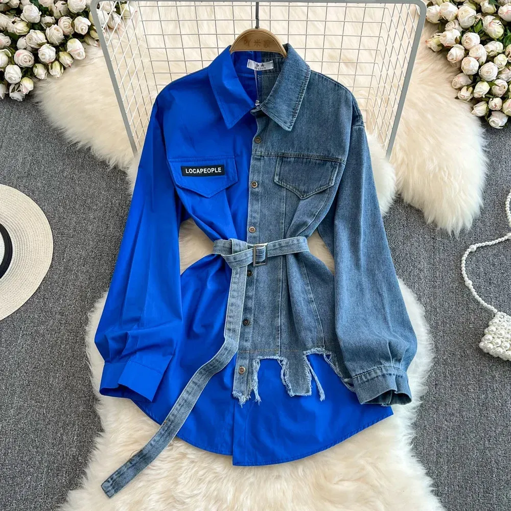Denim Fusion Midi Blouse