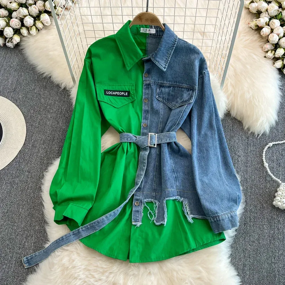 Denim Fusion Midi Blouse