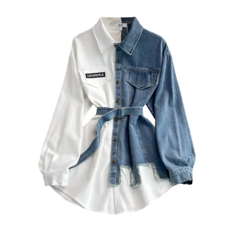Denim Fusion Midi Blouse