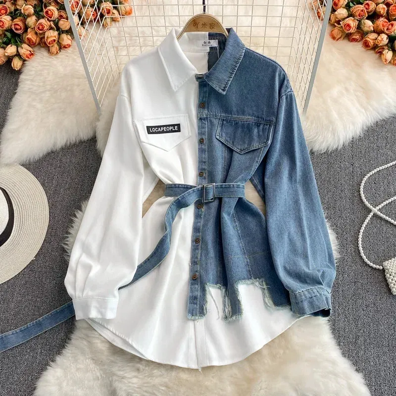 Denim Fusion Midi Blouse