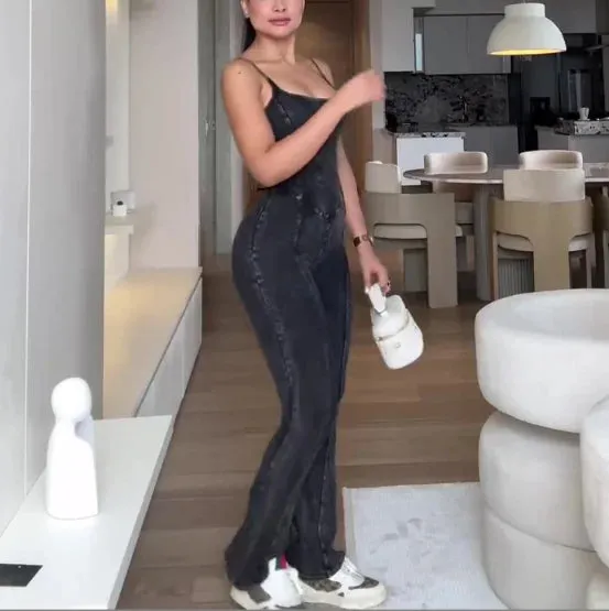 Denim Hourglass Suspender Jumpsuit