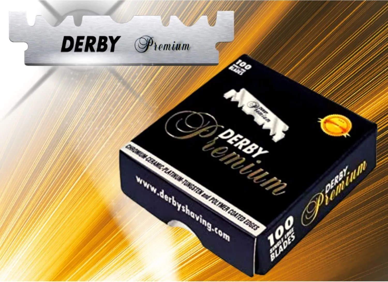 Derby Premium Single Edge Razor Blades, Razor Blades, Single Edge, Ultra Sharp, Chromium - Ceramic - Platinum - Tungsten and Polymer Coated Edges (2)