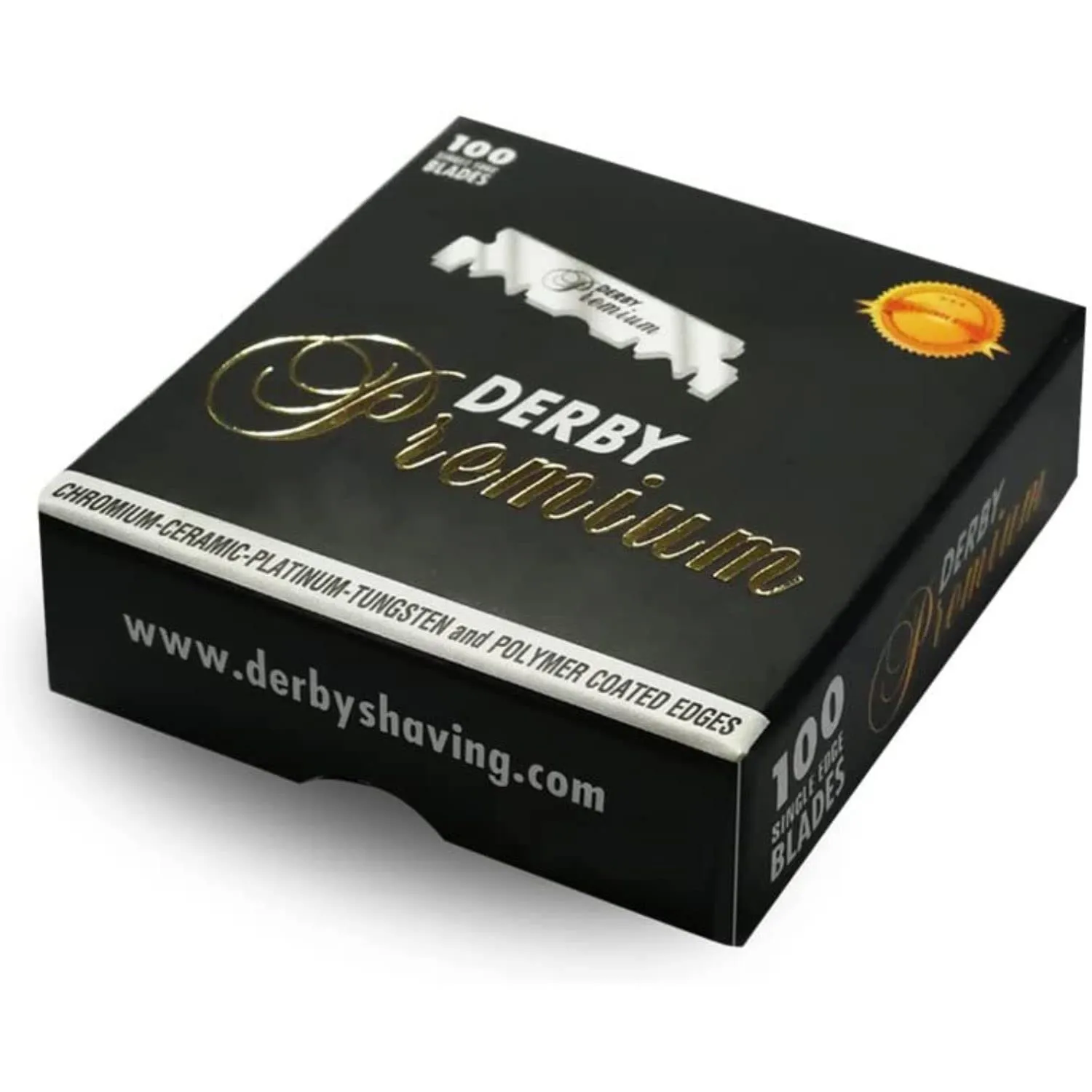Derby Premium Single Edge Razor Blades, Razor Blades, Single Edge, Ultra Sharp, Chromium - Ceramic - Platinum - Tungsten and Polymer Coated Edges (3)