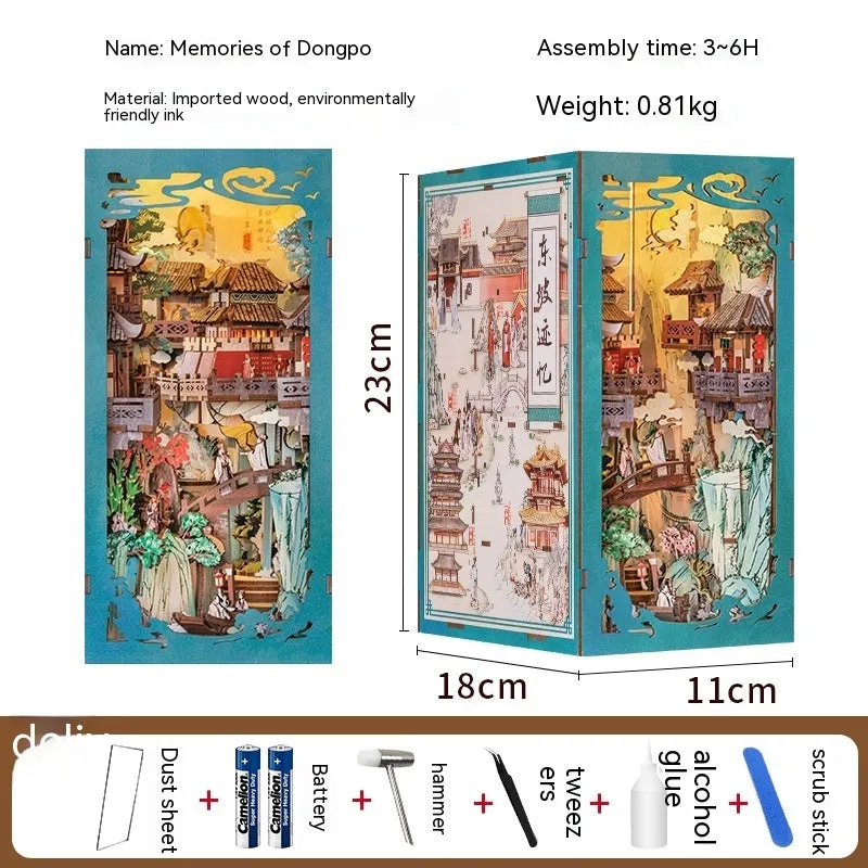 Dongpo Zhiyi Diy Wooden 3d Stereo Hand-assembled Book Stand Model Building Toy