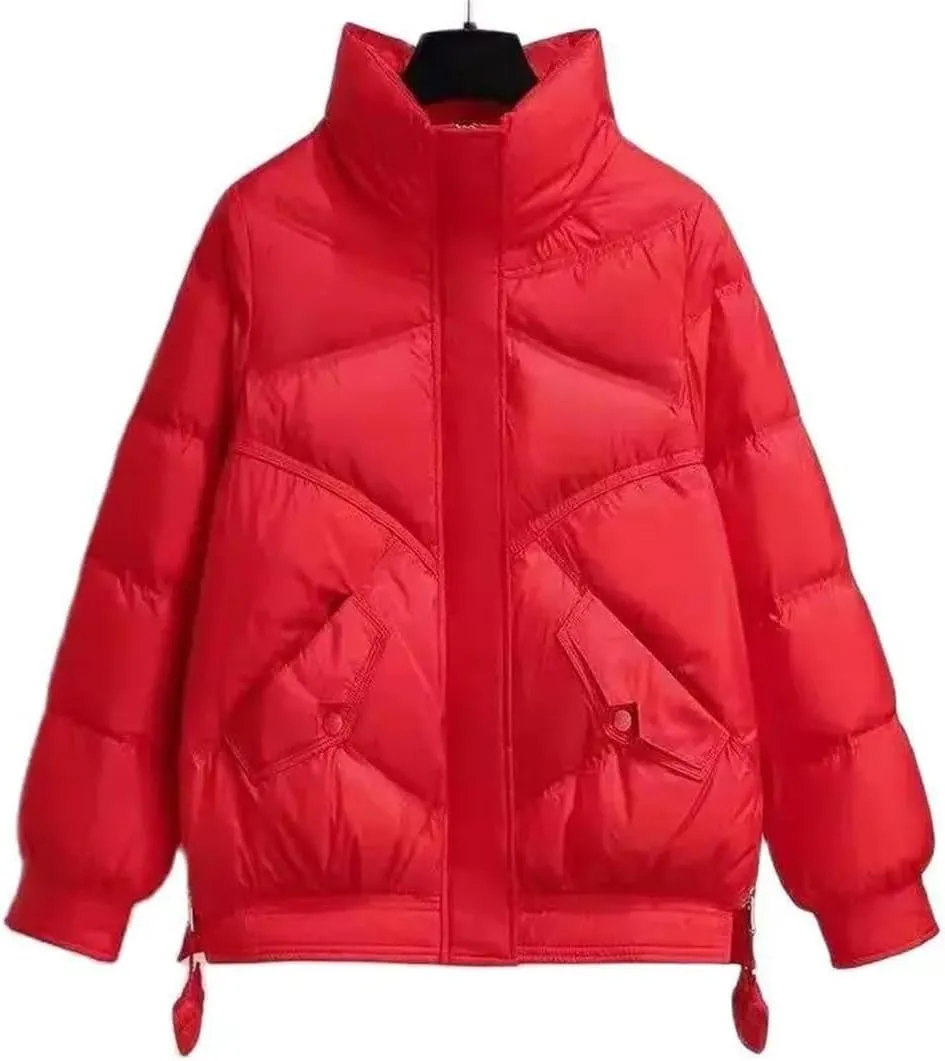 Down Cotton-Padded Women Jacket Winter Warm Coat Short Loose Joker Casual Pocket Comfortable Outcoat