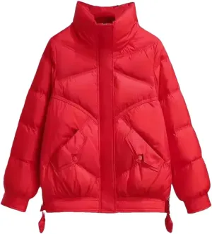 Down Cotton-Padded Women Jacket Winter Warm Coat Short Loose Joker Casual Pocket Comfortable Outcoat