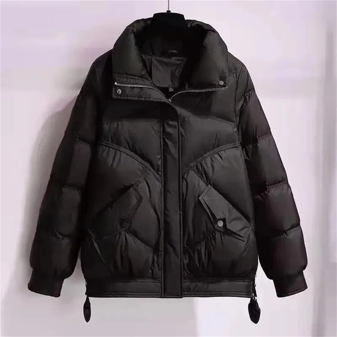 Down Cotton-Padded Women Jacket Winter Warm Coat Short Loose Joker Casual Pocket Comfortable Outcoat