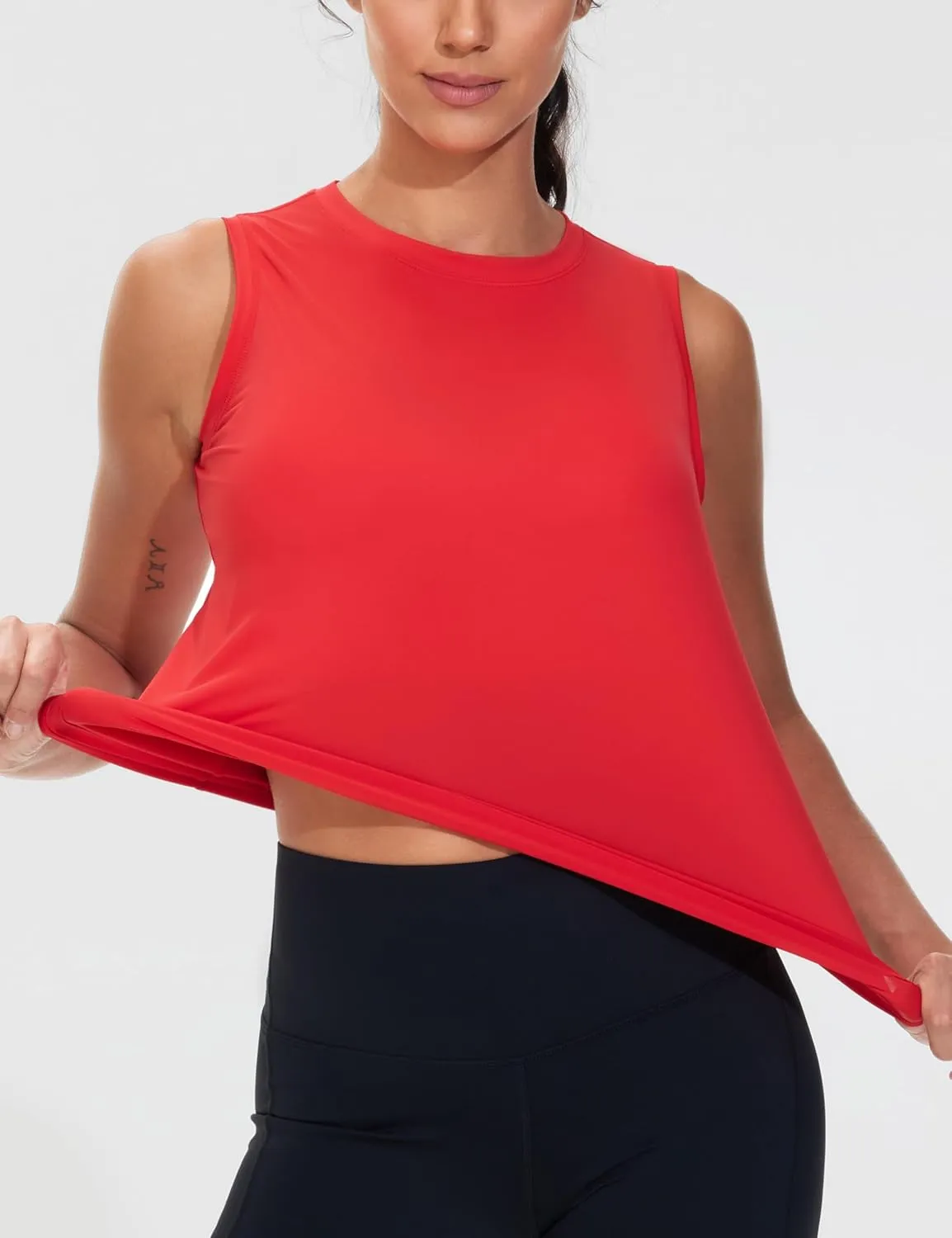 Dragon Fit Women Sleeveless Yoga Tops Workout Cool T-Shirt Running Short Tank Crop Tops