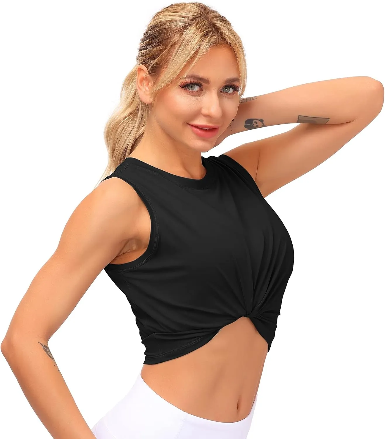 Dragon Fit Women Sleeveless Yoga Tops Workout Cool T-Shirt Running Short Tank Crop Tops