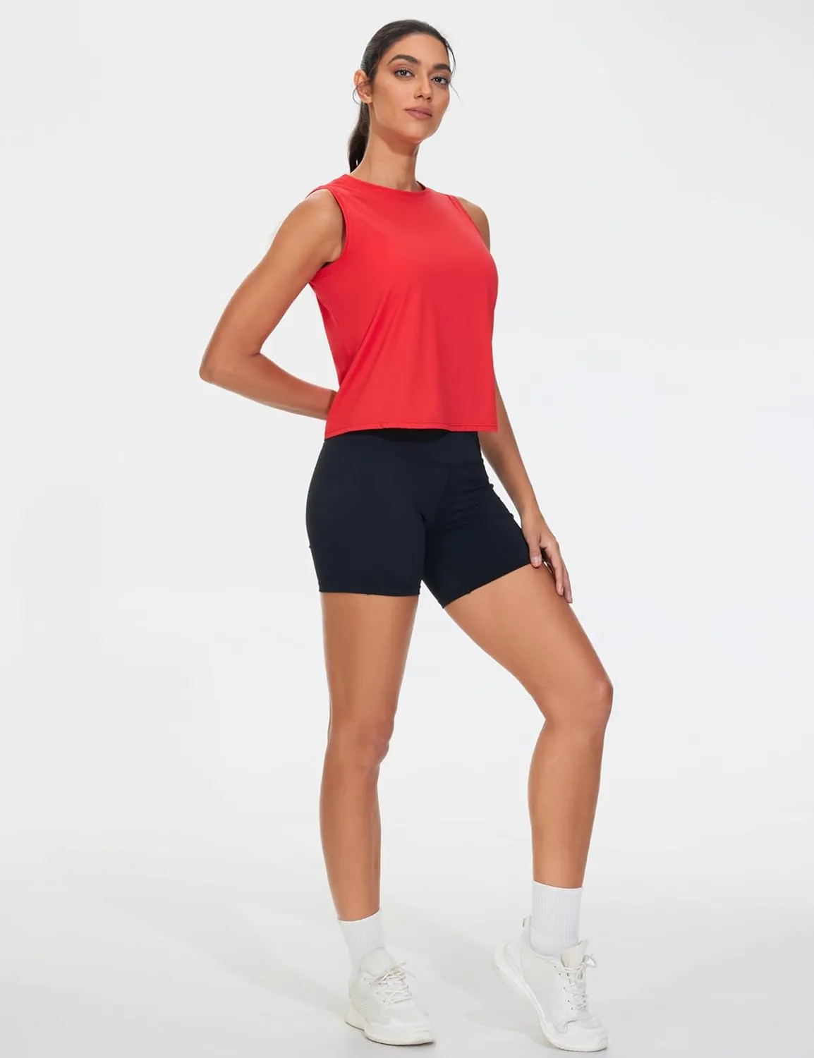 Dragon Fit Women Sleeveless Yoga Tops Workout Cool T-Shirt Running Short Tank Crop Tops