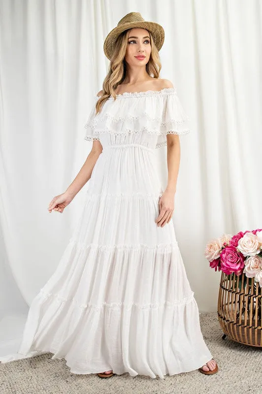 Eesome Off the Shoulder Ruffle Maxi Dress