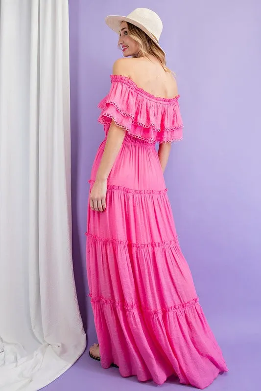 Eesome Off the Shoulder Ruffle Maxi Dress