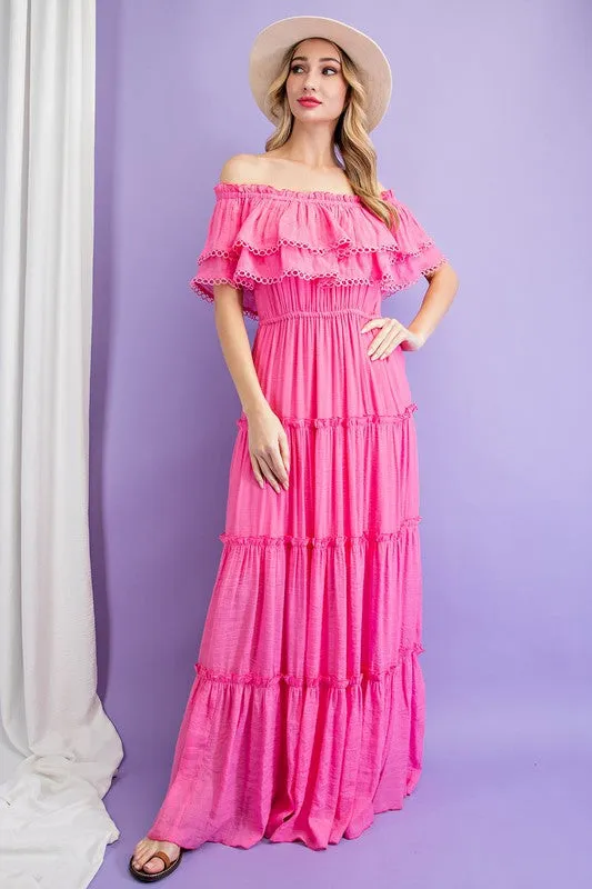 Eesome Off the Shoulder Ruffle Maxi Dress