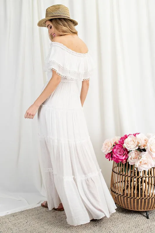 Eesome Off the Shoulder Ruffle Maxi Dress