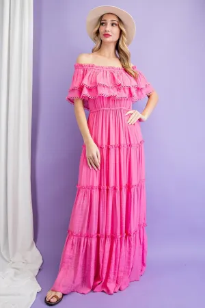 Eesome Off the Shoulder Ruffle Maxi Dress
