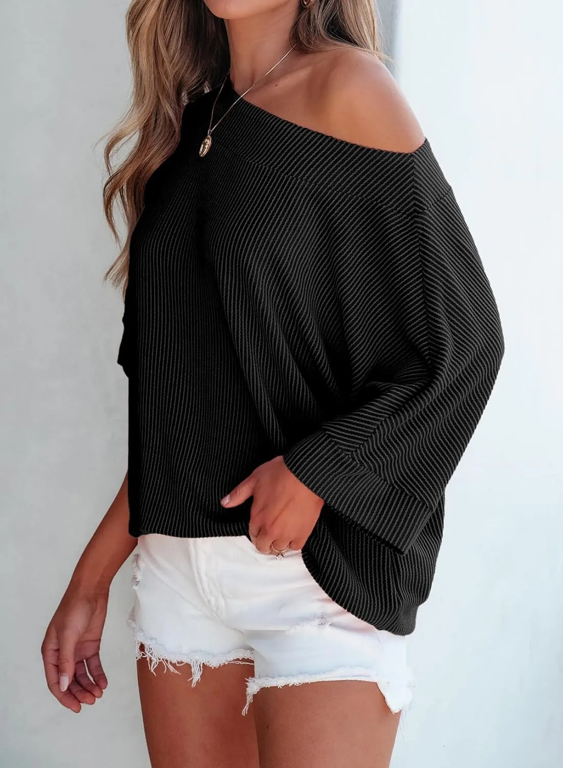 EVALESS Sexy Off The Shoulder Tops for Women 3/4 Length Sleeve Womens Tops Spring Summer 2025 Boat Neck One Shoulder Shirts