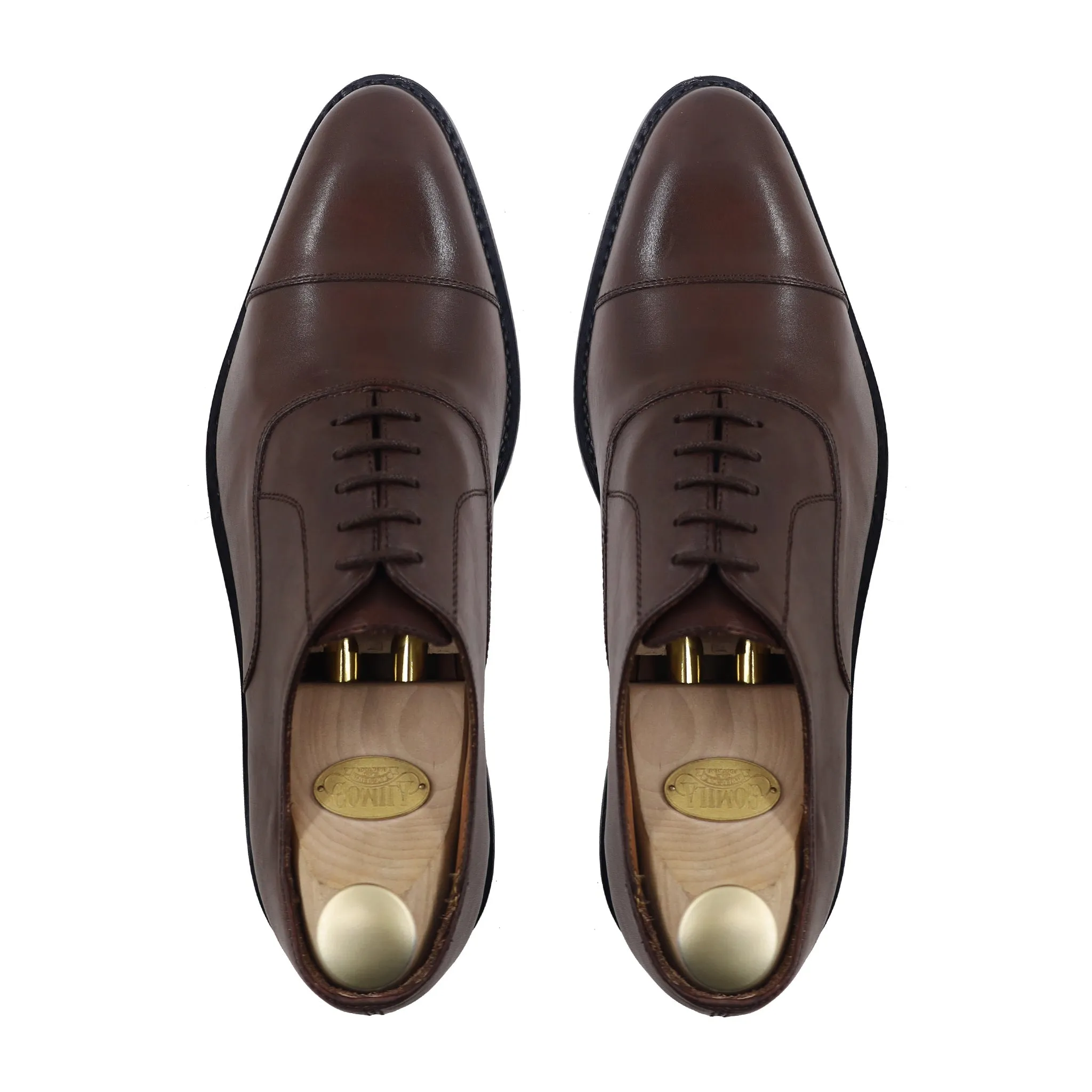 Ezio - Men's Dark Brown Calf Leather Oxford Shoe