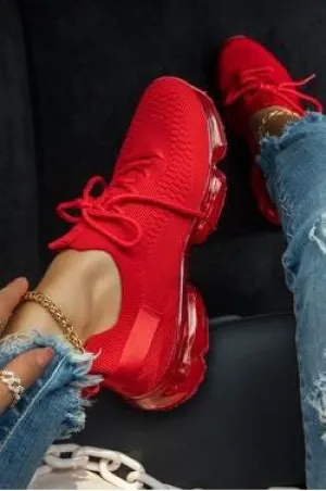 Fantasy Comfy Tie UP Sneaker - (Red)