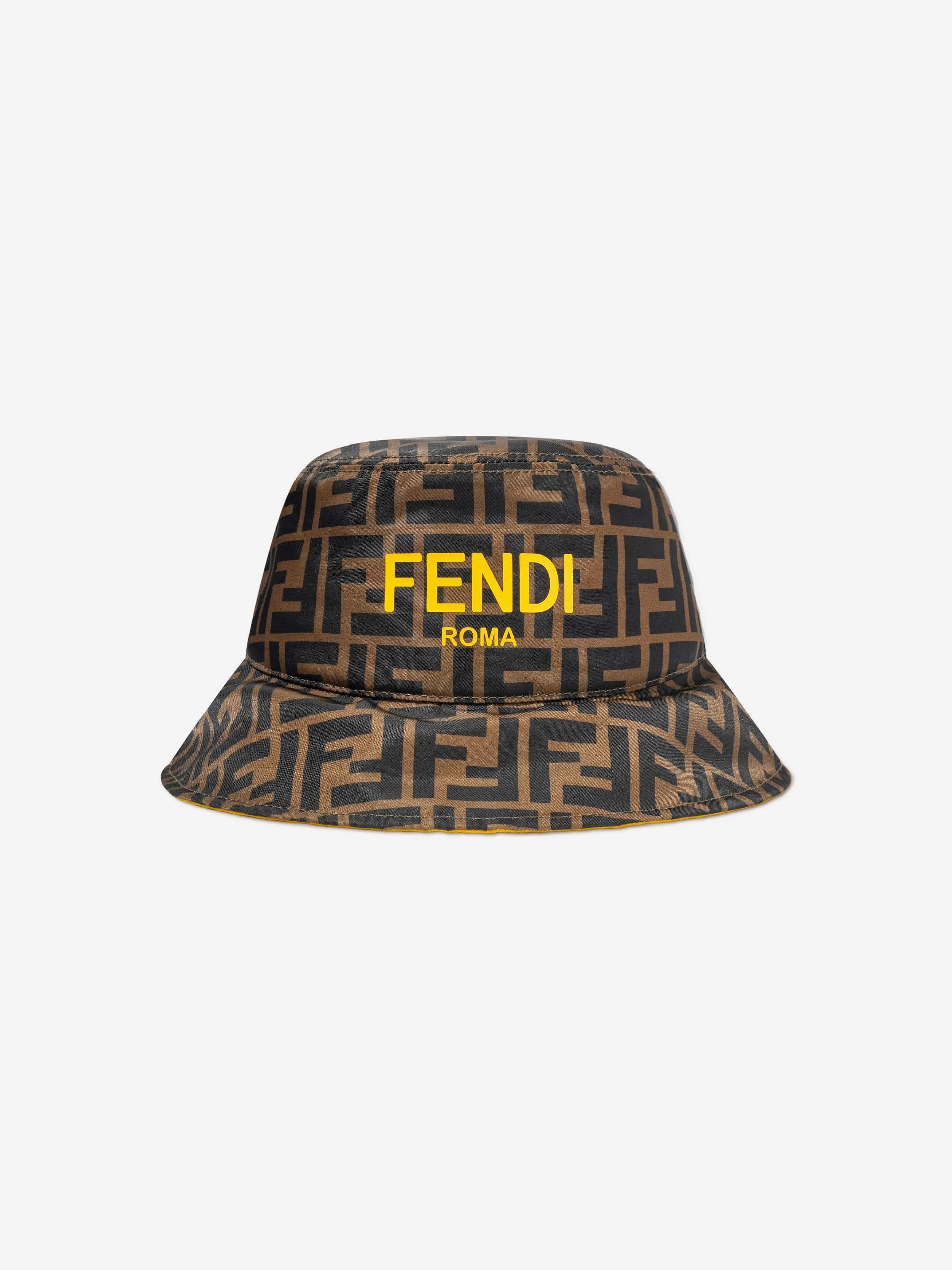 Fendi Kids Zucca Reversible Bucket Hat in Brown