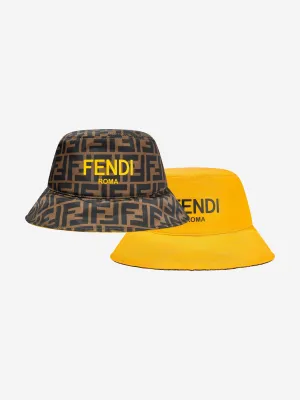 Fendi Kids Zucca Reversible Bucket Hat in Brown