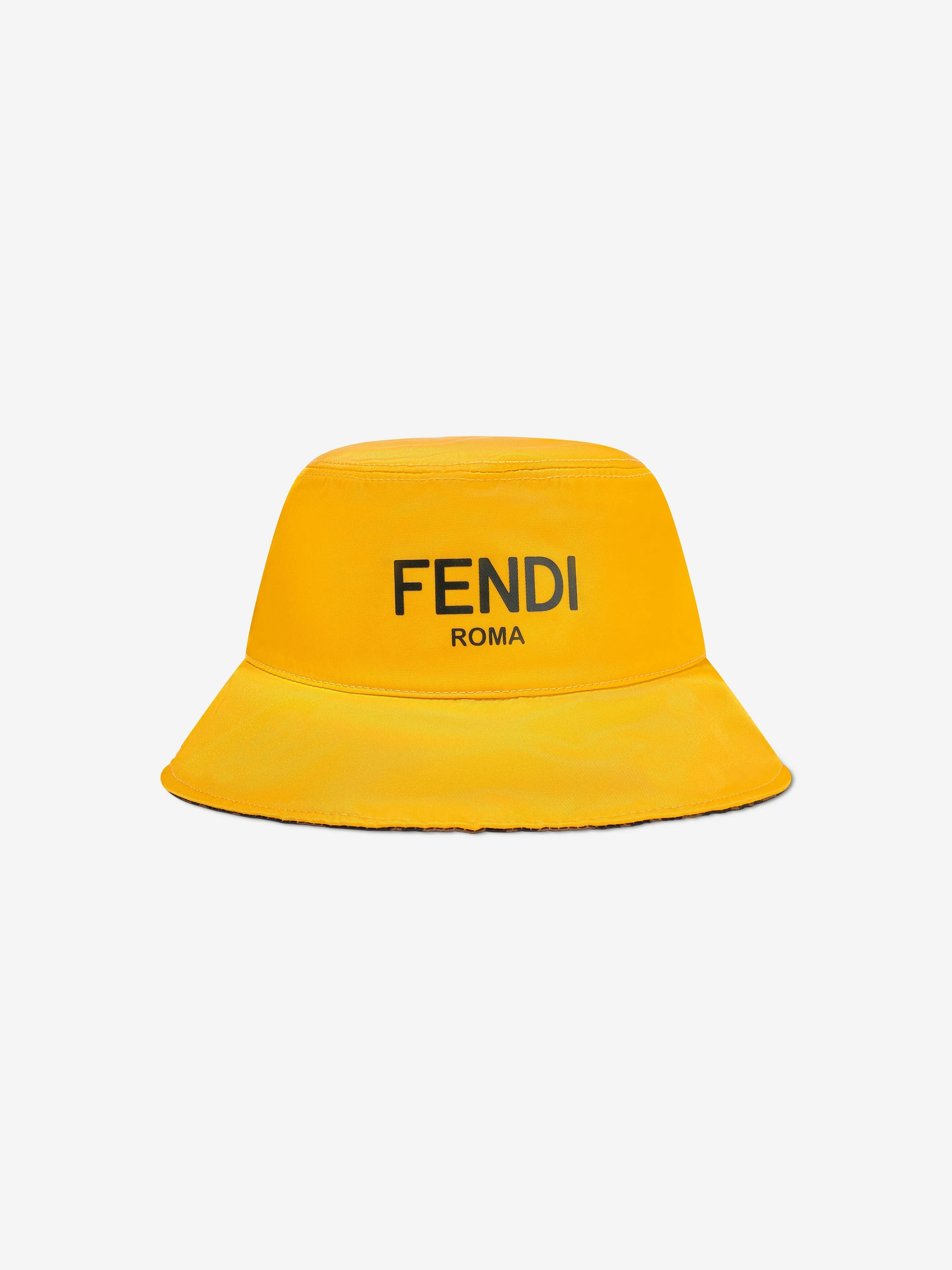 Fendi Kids Zucca Reversible Bucket Hat in Brown