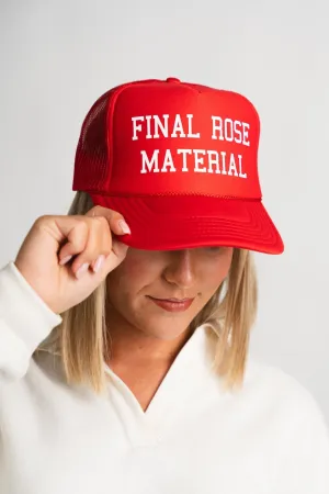 Final rose material trucker hat red