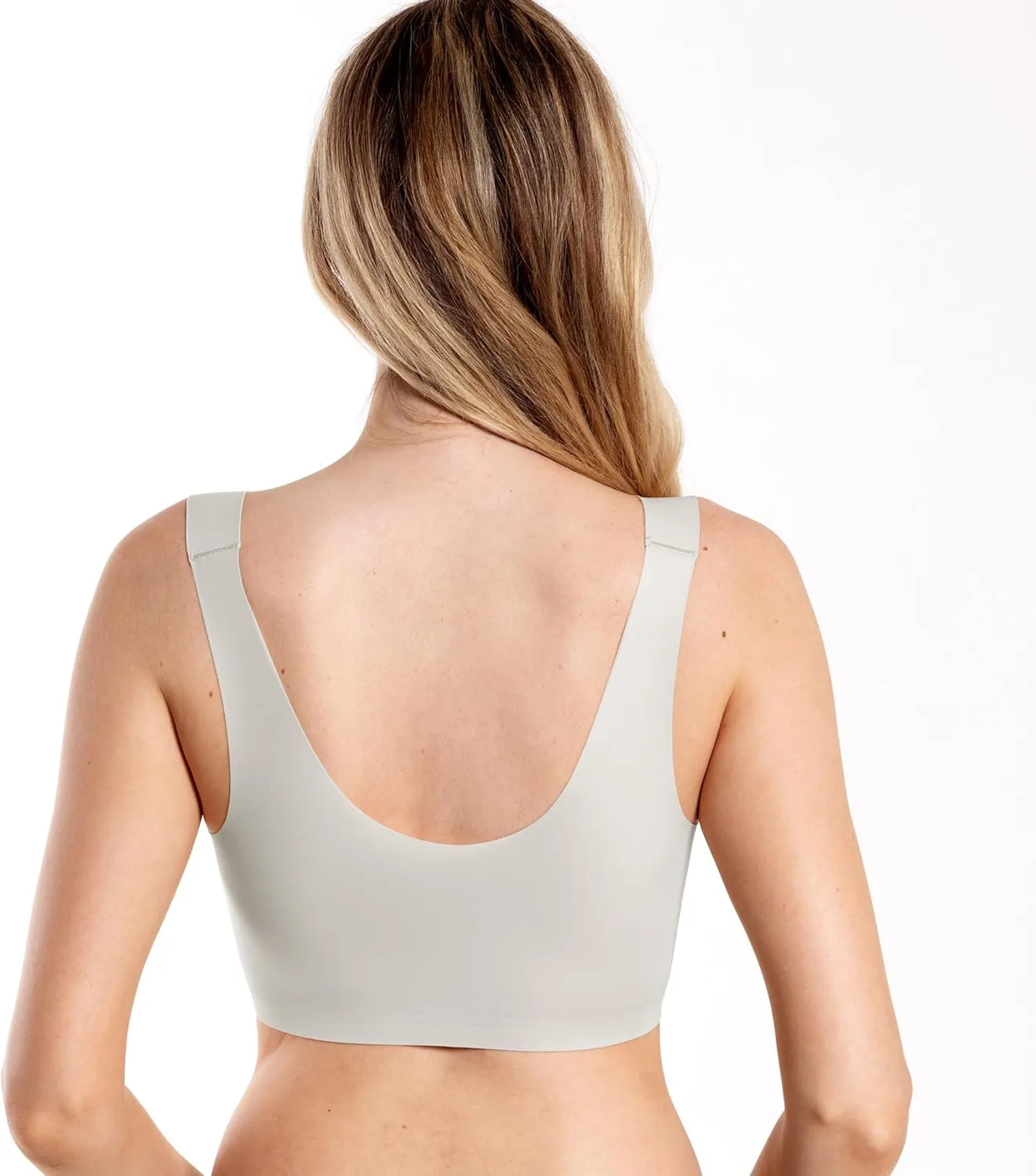 Floatley to The T-Shirt Scoop Neck Bra for Women, Silky Comfort Wirefree Seamless Grip Band Pullover Bra with Removable Pads