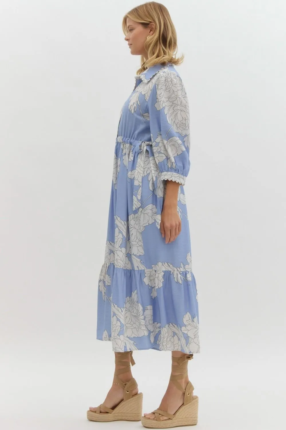 Floral Cascade Midi Dress