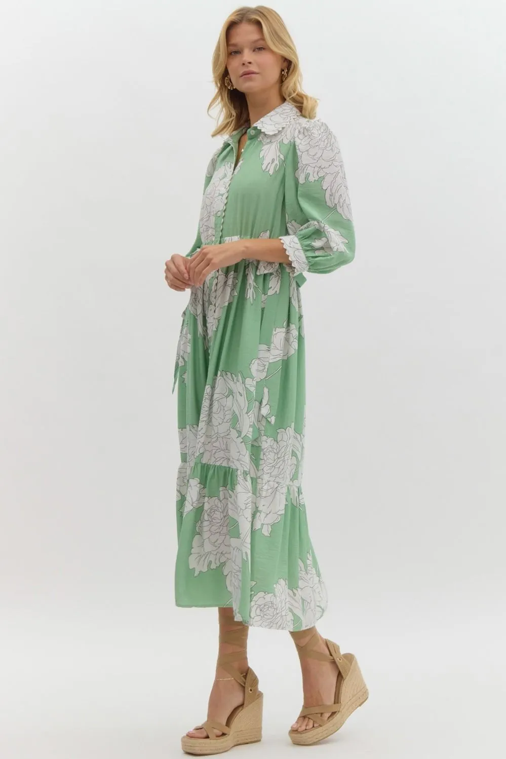 Floral Cascade Midi Dress