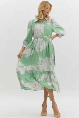 Floral Cascade Midi Dress