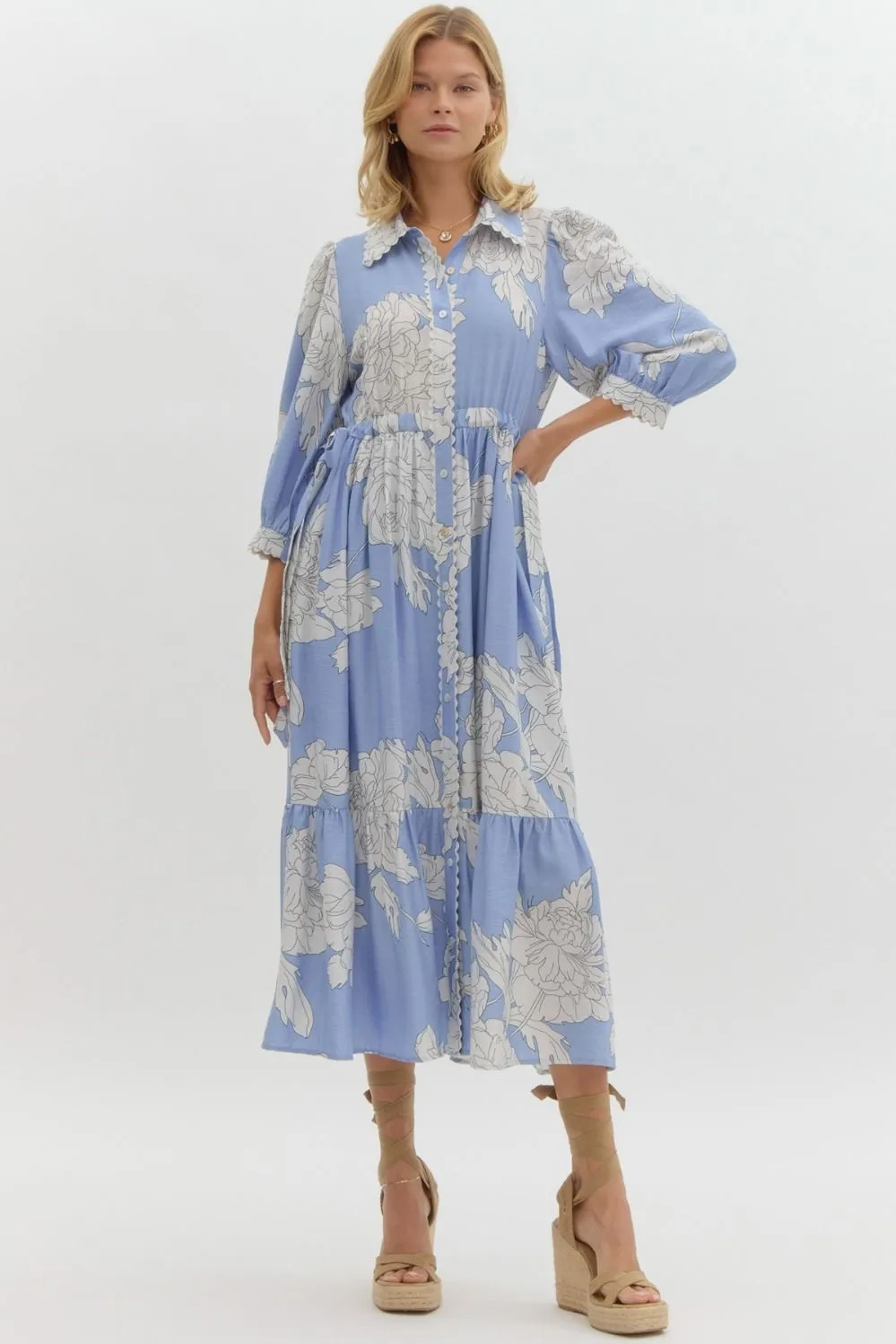 Floral Cascade Midi Dress