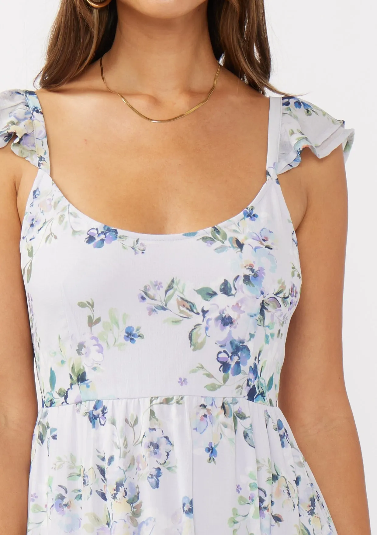 FLORAL OPEN BACK MAXI DRESS - DUSTY LILAC/PLUM