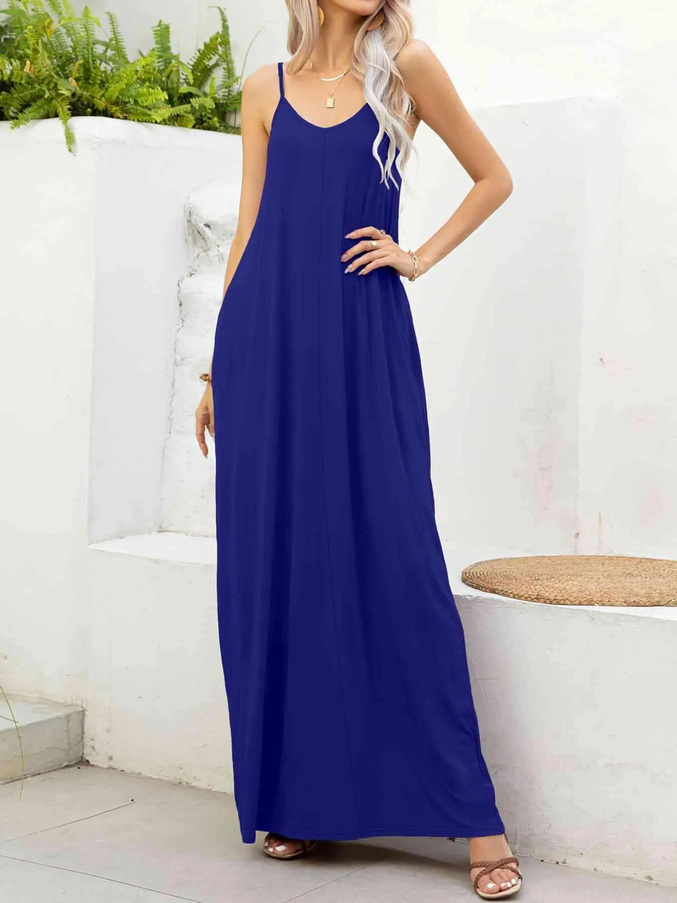 Flowy Aesthetic Spaghetti Strap Tank Maxi Dress