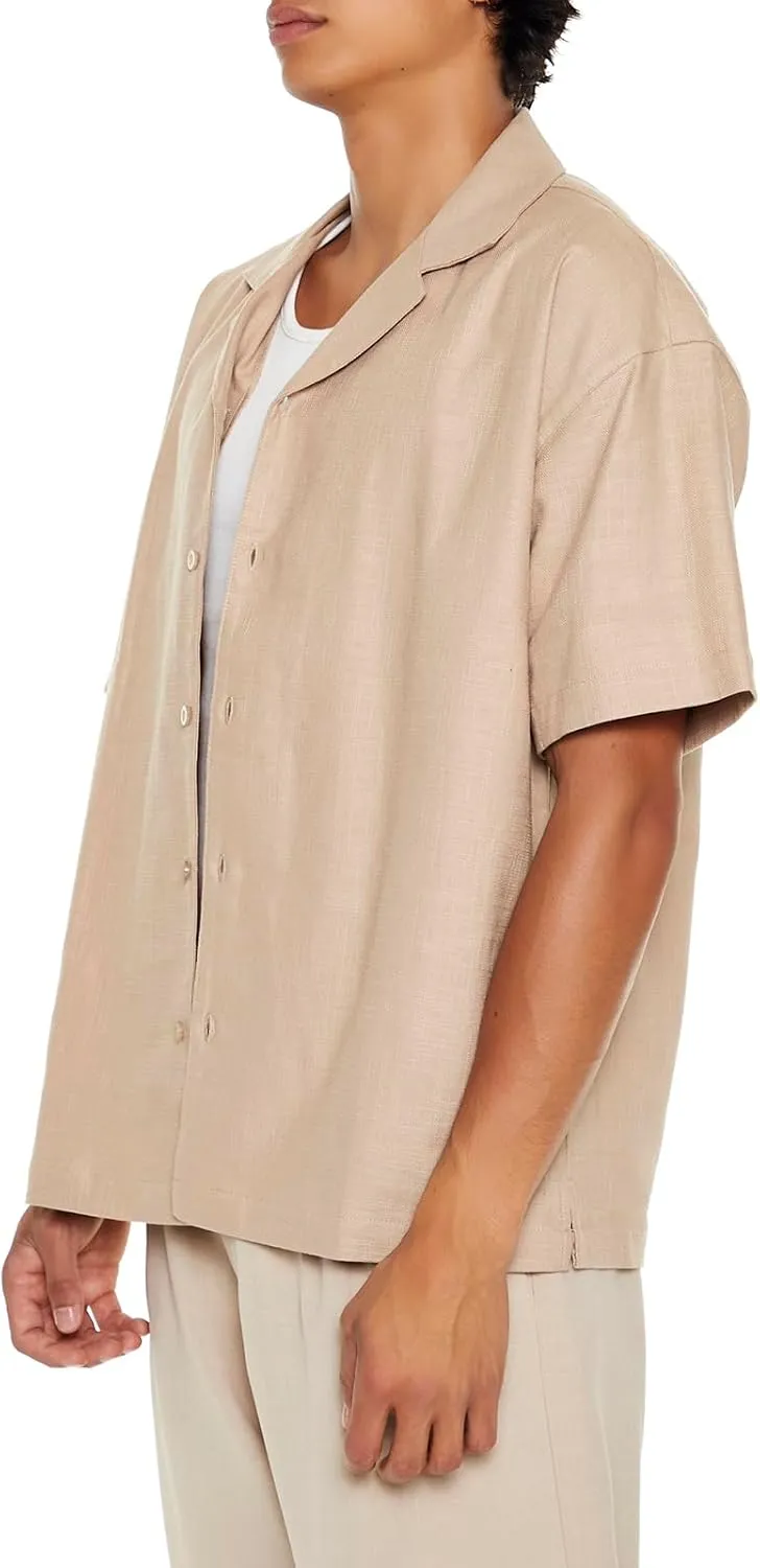 Forever 21 Men's Textured Cuban-Collar Shirt