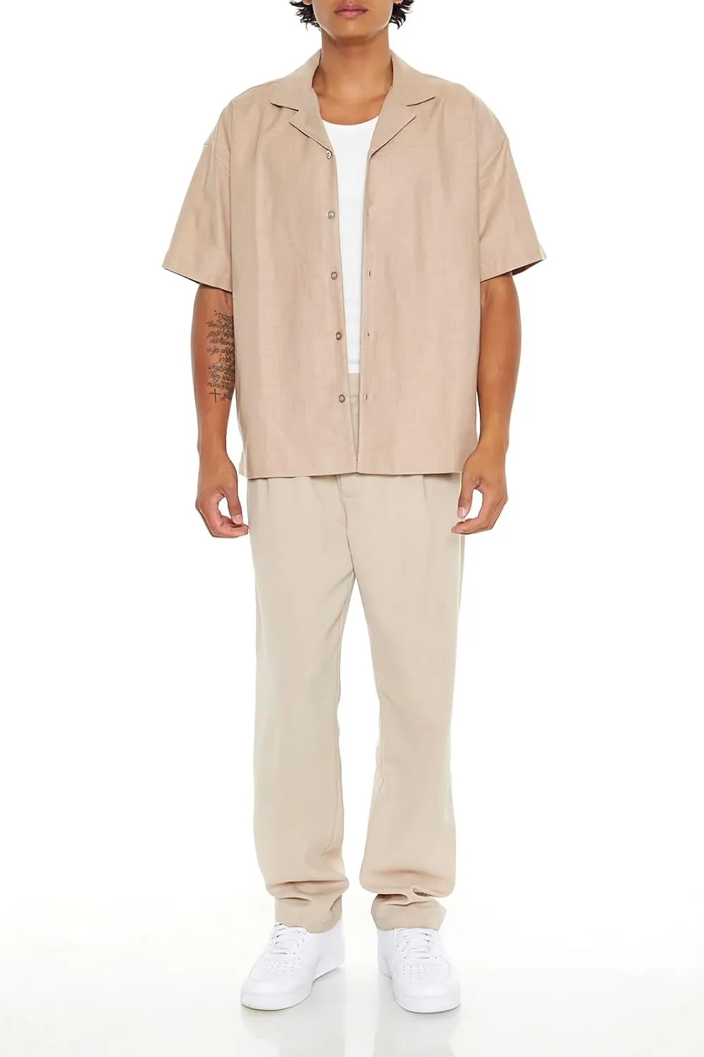 Forever 21 Men's Textured Cuban-Collar Shirt